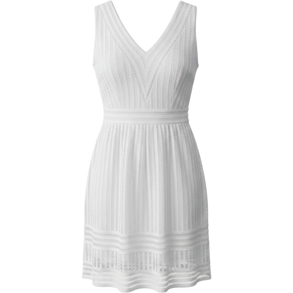 Coquette Feminine H&M White Crochet Lace Fit & Flare Dress Mini Summer Boho 6